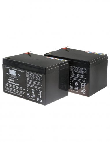 Deux batteries AGM 14Ah de MK Battery pour Scooter électrique de loisir, golf, PMR senior, handicapé ou mobilité réduite