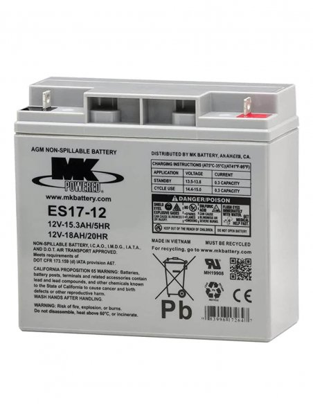 Batterie 17 Ah 12 V spéciale traction de MK Powered pour scooter électrique senior, personne handicapée et de mobilité réduite