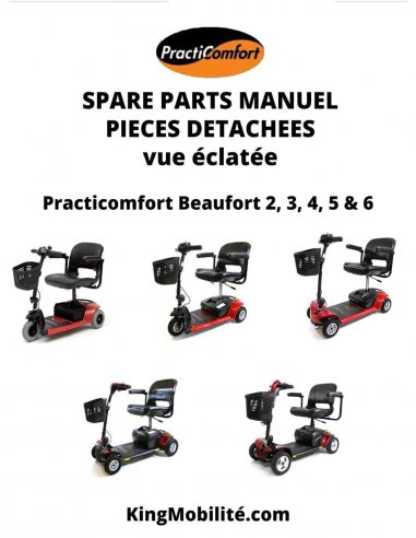 Les pièces détachées spécifiquement pour le scooter PMR senior Practicomfort Beaufort : 2, 3, 4, 5 et 6