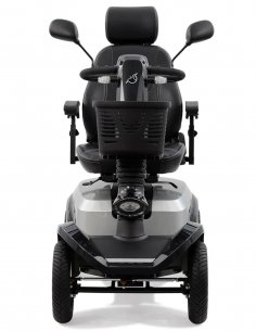 Vue 3/4 avant du scooter électrique handicapé PMR senior Life & Mobility Presto en gris 2