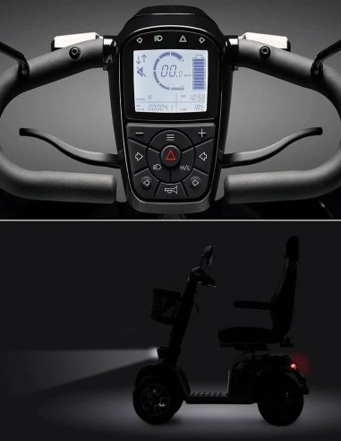 Tableau de bord numérique et feux du scooter PMR senior lLife & Mobility Presto