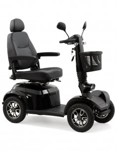 Vue 3/4 avant droite du scooter électrique handicapé PMR Life & Mobility Presto S en noir