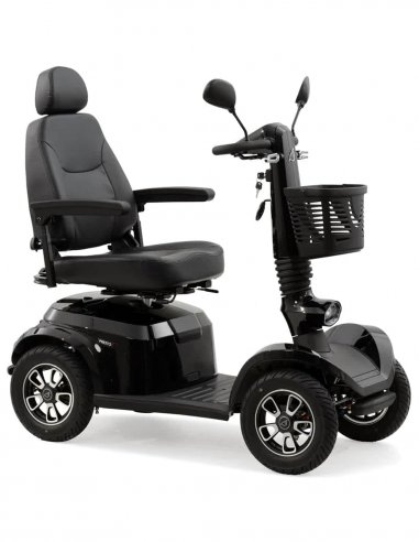 Vue 3/4 avant droite du scooter électrique handicapé PMR Life & Mobility Presto S en noir
