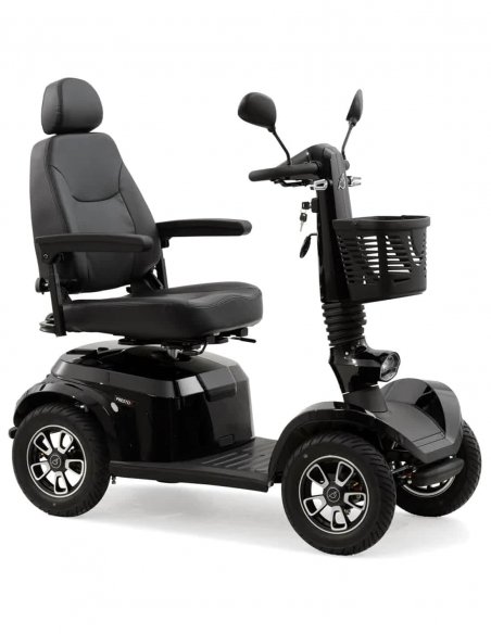 Vue 3/4 avant droite du scooter électrique handicapé PMR Life & Mobility Presto S en noir