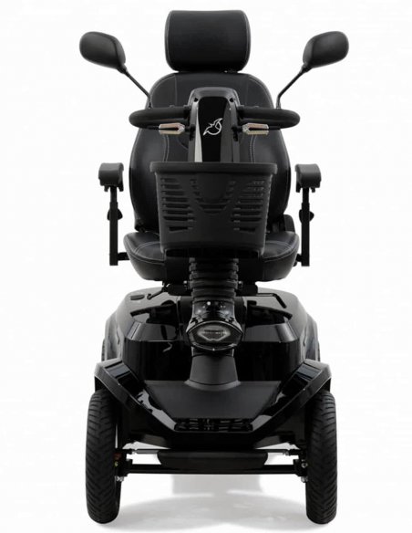 Vue avant du scooter électrique handicapé PMR Life & Mobility Presto S en noir
