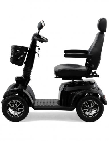 Côté droit du scooter électrique handicapé PMR Life & Mobility Presto S en noir