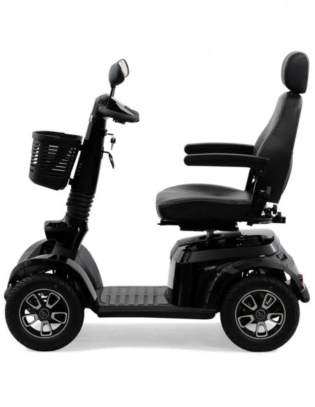 Côté droit du scooter électrique handicapé PMR Life & Mobility Presto S en noir