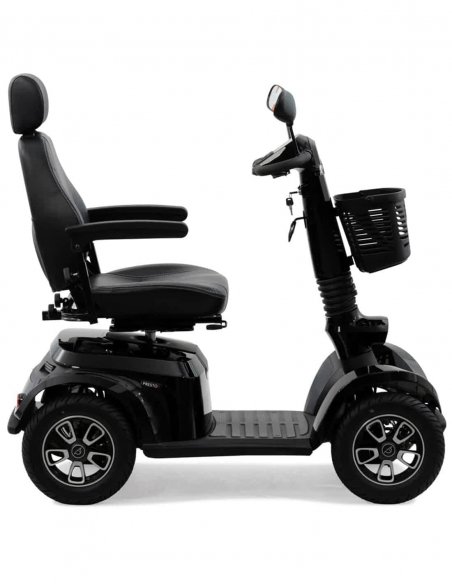 Côté gauche du scooter électrique handicapé PMR senior Life & Mobility Presto S en noir