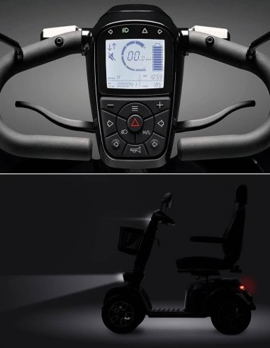 Tableau de bord numérique et feux du scooter PMR lLife & Mobility Presto S