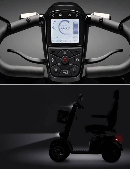 Tableau de bord numérique et feux du scooter PMR lLife & Mobility Presto S
