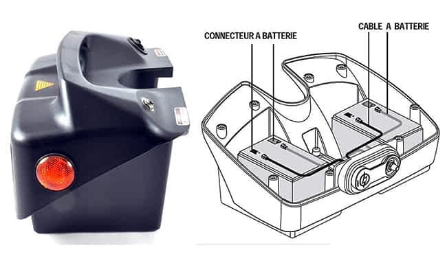 Montage de batteries MK dans un boîtier de batterie du scooter pour personne handicapée et senior