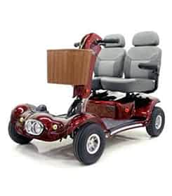 Scooter &eacute;lectrique de mobilit&eacute; r&eacute;duite et handicap&eacute; Shoprider 889DXD bi-place en rouge