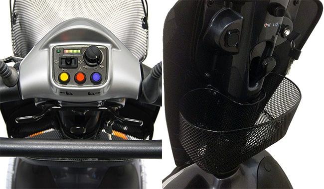 Tableau de bord et tablier intérieur bien organisé du scooter électrique médicaux Kymco Midi XL