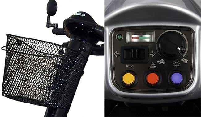 Le panier et le tableau de bord fonctionnel de scooter électrique senior Kymco Super 6 et 8